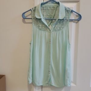 Hollister Mint Sleeveless Button Up